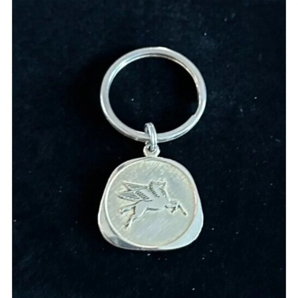 Vintage Chevron Pegasus Embossed 1.25'' Keychain Automobile Gasoline Advertising